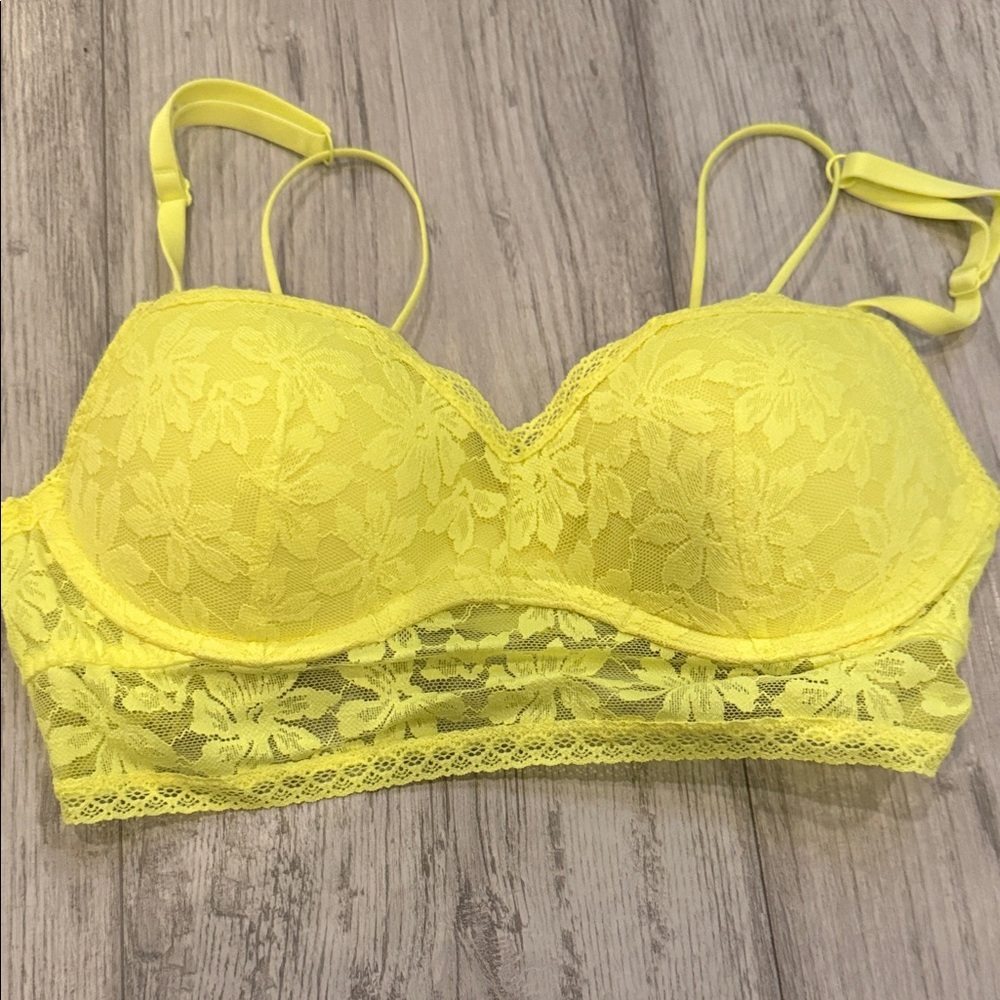PINK Victoria's Secret Bright Yellow Lace Bra